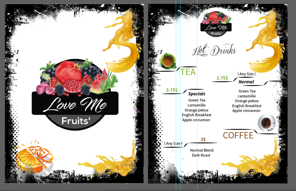 juice menu design — главна слика